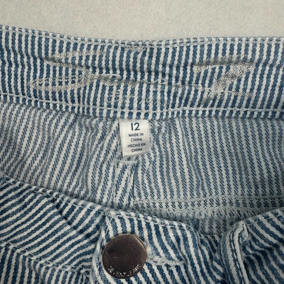 Seven 7 Sunset Bermuda Shorts Womens Size 12 White Blue Stripe High Rise - Picture 3 of 10